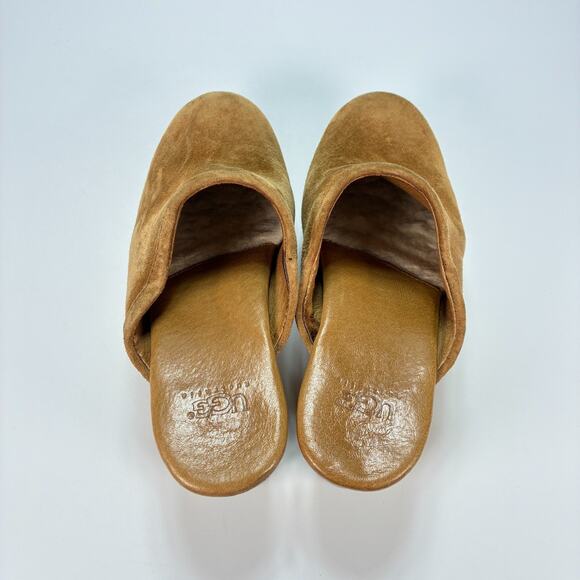 UGG Abbie Clog Brown Slip On Suede Sheepskin Platform Sandals 5772 Womens Size 5 - Picture 6 of 9